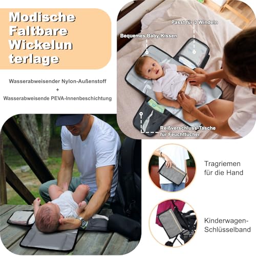 ROSEGIN Wickelrucksack Groß - Baby Wickeltasche Rucksack Wasserdicht & Leicht mit Wickelunterlage… – Ansicht 5