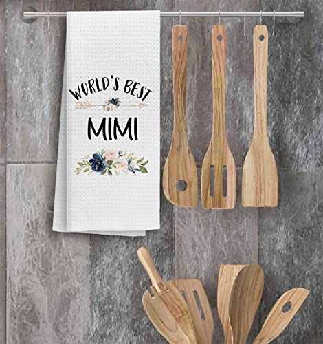 Tunw Best Grandma Kitchen Towels 16″×24″,World’s Best Mimi Floral Soft And Absorbent Kitchen Tea Towel Dish Towels Hand Towels,Birthday Christmas Thanksgiving For Mimi Grandma #TOP1