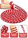 Lorvain Jump Rope for Kids, 8.5FT Adjustable Cotton Skipping Rope with Wooden Handle for Girls and Boys Fitness Workout Exercise Outdoor Activity, Red Jump Rope