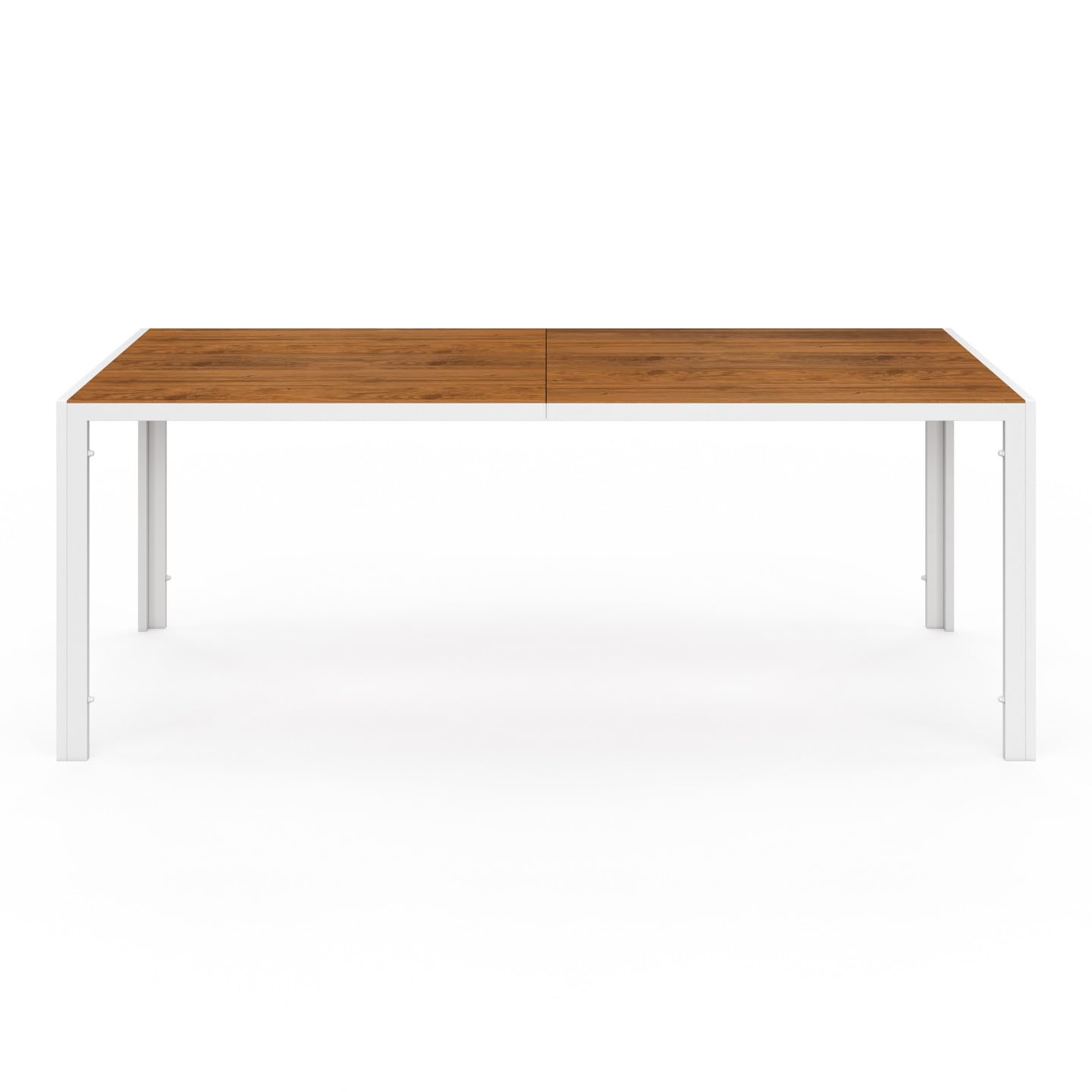 IDMarket - Salon de Jardin NOUMEA Table 190 cm Plateau Verre trempé Effet Bois et 8 chaises empilables Blanc et Bois