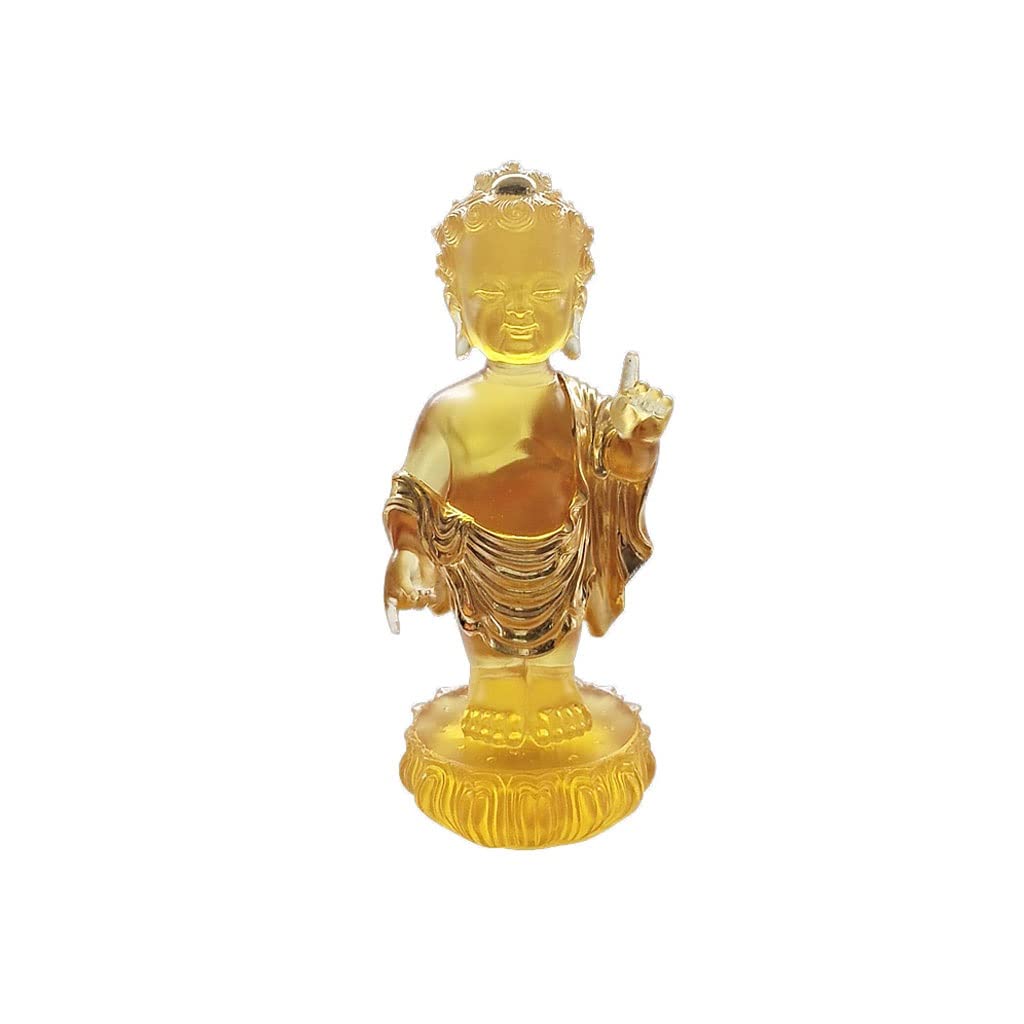 Estatua de Buda Coloreada Zen Buddha de Sakyamuni Buda Estatua en la Base de Loto Buddha Basin Home Office Crafts Decoración (Color : D)