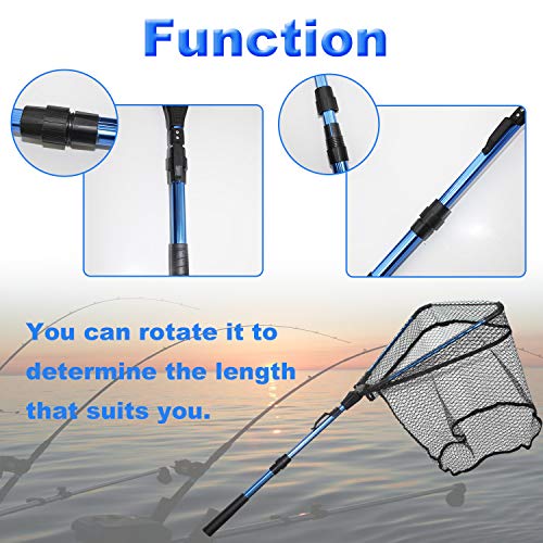 image for Thekuai Fishing Net Fish Landing Net, Foldable Collapsible Telescopic 