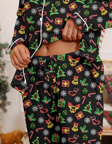 Image of RAISEVERN Couples Christmas Matching Pajamas 2 Piece Women Men Xmas Pjs Soft Pajama Set Long Sleeve Loungewear Warm Sleepwear