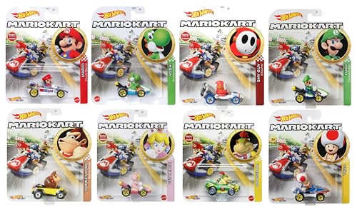 Hot Wheels Mario Kart Die-Cast Character Cars Collection, 8-Pack Bundle, Nintendo Gaming...