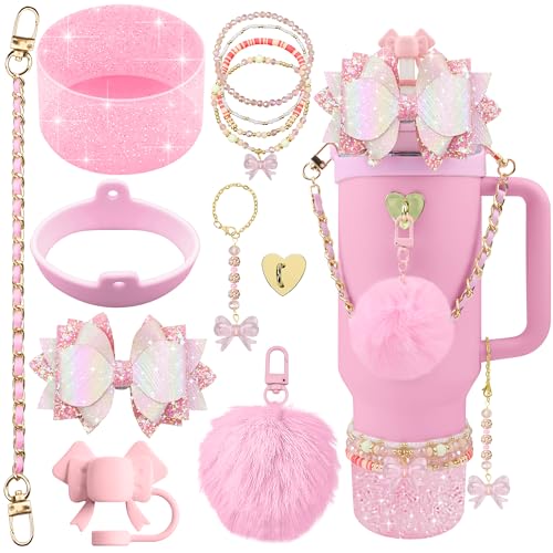 Hpebl 11PCS Bow Accessories for Stanley Cup Tumbler 30 40oz,Pink - image 1