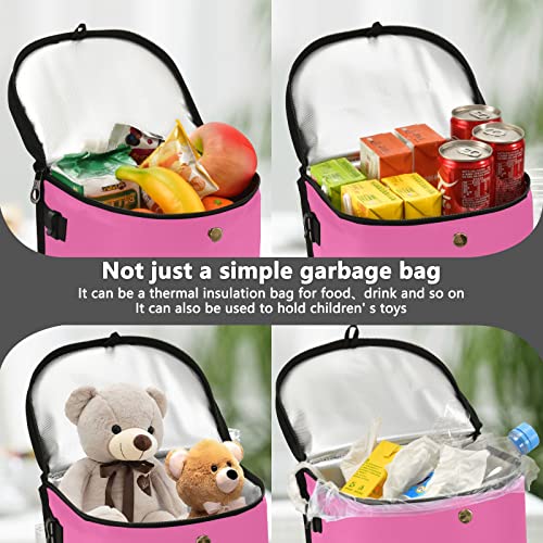 Image of Wudan Small Car Trash Can Hot Pink Accessories for Garbage Storage Organizer with Lid Waterproof Portable Auto and Truck Interior Seat Bin