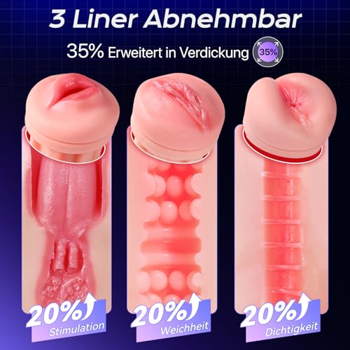 Masturbator Sex Spielzeug für die Männer, Masturbieren für Männer mit 3 Liner Abnehmbare, APP Masturbatoren mit 9 Vibration und 9 Saugen Taschenmuschi Sexspielzeug Maschinen & Geräte – Bild 3