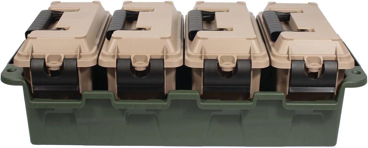 GREENMADE Multi-Purpose Storage Boxes All Crate Ammo/Tackle Organizing units 4 Pack Made in USA, Brown