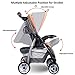Costzon Baby Stroller, Foldable Infant Pushchair with 5-Point Safety Harness, Multi-Position Reclining Seat, Parent and Child Tray, Large Storage Basket, Suspension Wheels, Gray