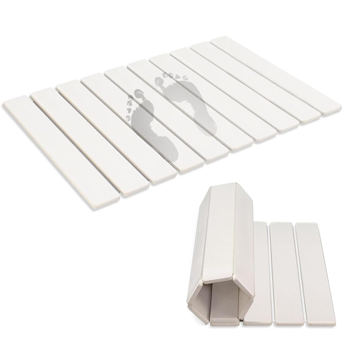 Revid Foldable Stone Bath Mats for Bathroom, 24"(L)×16"(W) Absorbent