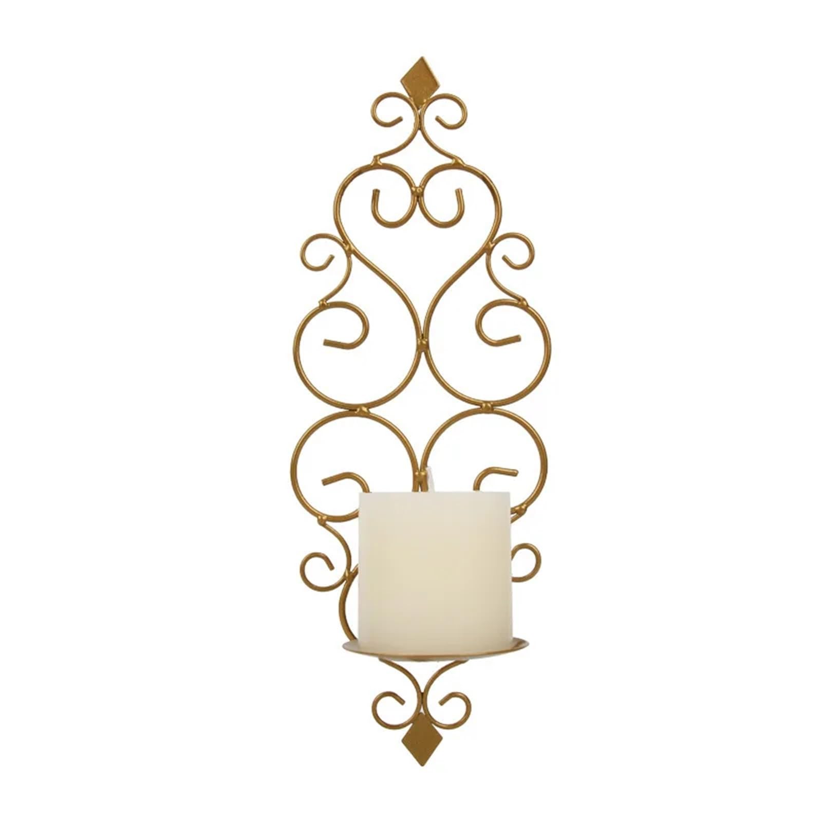 Iron Wall Mounted Candle Holder Metal Hanging Decor for Wedding Hotel Living Room Gold Retro Sconce Candlestick Home For Living Room Fireplace Wedding(Color1)