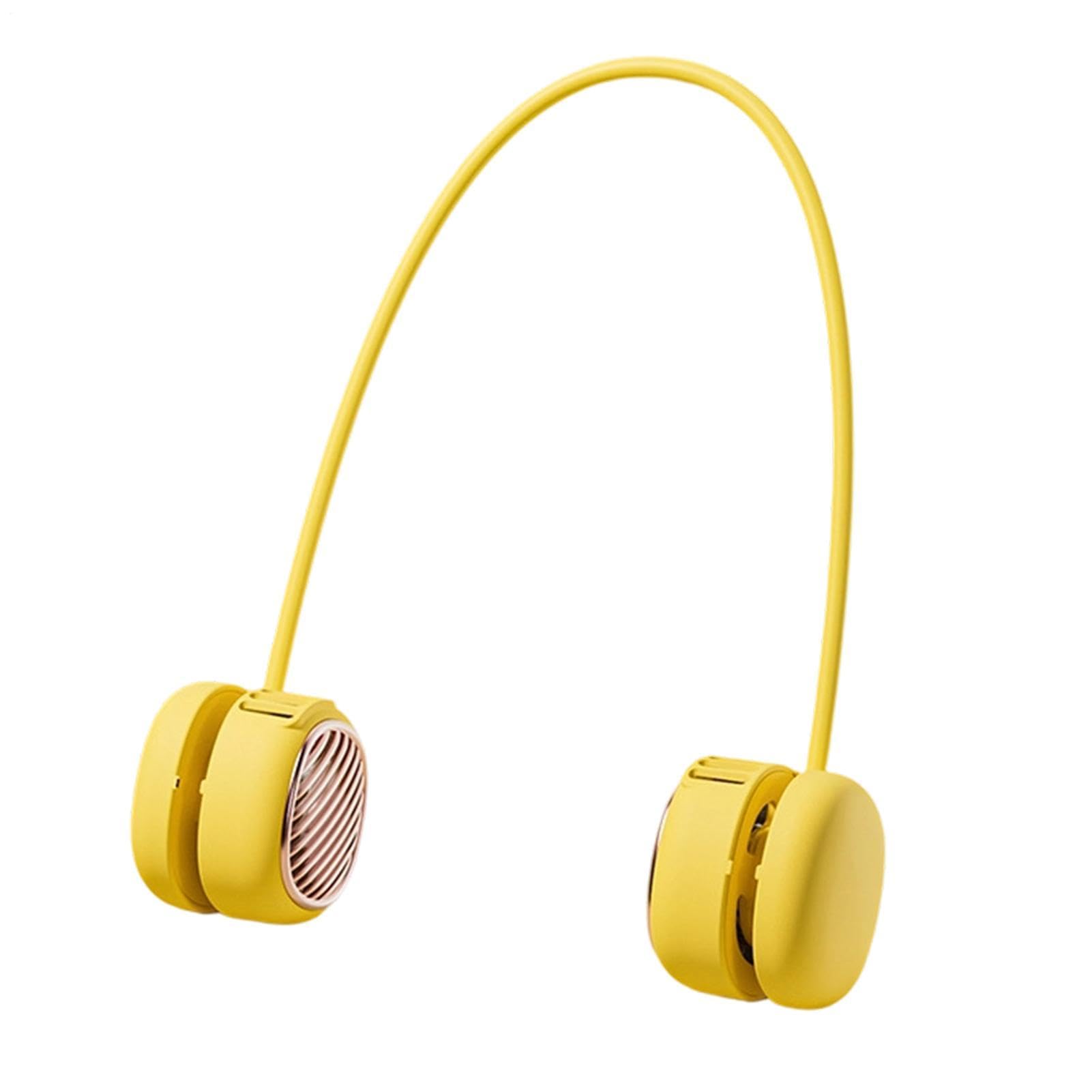 Générique Ventilatore da collo portatile, a 5 velocità, silenzioso, attrezzatura portatile, ricaricabile, per viaggi estivi, campeggio, crociera all'aperto