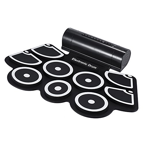 ammoon Portátil Electrónico Rollo Up Tambor Juego de Pastillas 9 Almohadillas de...