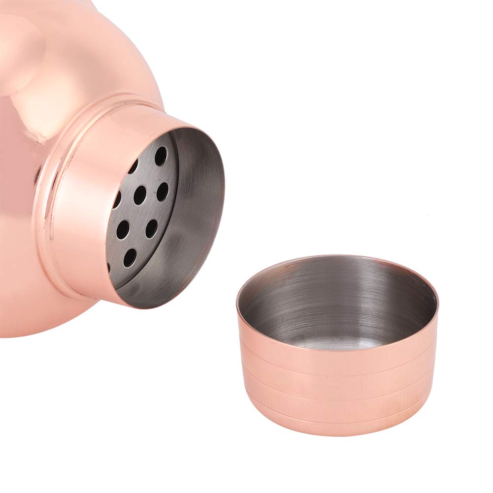 ANGGREK Professional Cocktail Shaker Bartender Kit Stainless Steel Mixing Tool with Ergonomically Designed Grip for Home Bar Use (Rose Gold)