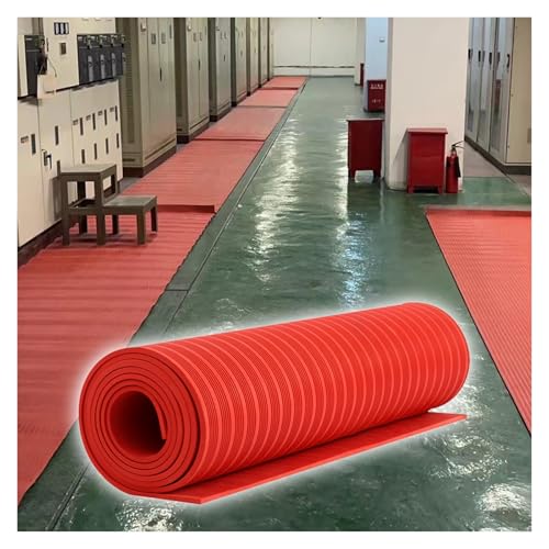 Distribution Room Rubber Mat 6 10 15 25 35 kV Insulated, Cuttable Large Electrician's Insulating Safety Mats, Non Slip Industrial Fusebox Switchboard Matting 3' Width(LxWxT 6' x 3 1/4' x 1/10