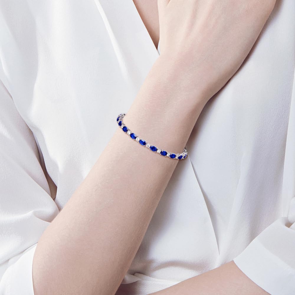FANCIME Bracciale da tennis da donna, in argento Sterling 925, con pietra portafortuna, ideale come regalo per donne e ragazze, lunghezza 19 cm