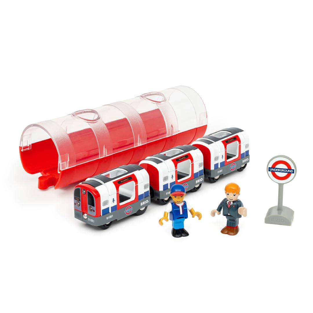 BRIO World - 36085 Trains of The World Londoner U-Bahn mit Licht und Sound | Spielzeugzug mit Licht & Sound für Kinder AB 3 Jahren