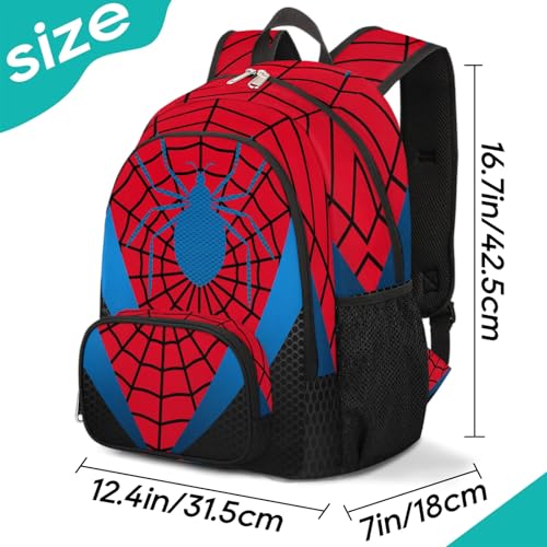 Kids Backpacks for Boys Girls | Red Spider Web School Bag Lightweight Waterproof Bookbags for Primary, Kindergarten, Elementary Back to School Children 16.7 Inch2