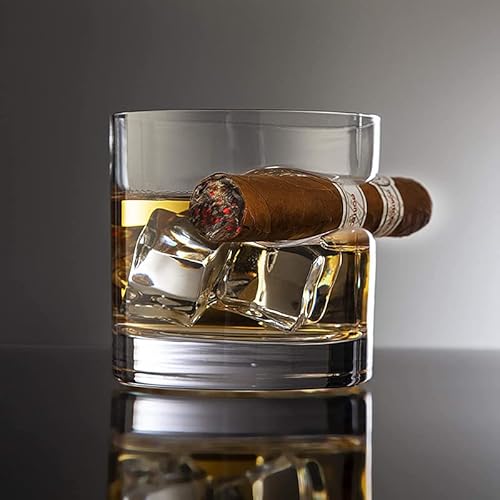 Copo Porta Charuto De Whisky Uísque Vidro Quadrado e Redondo (Redondo)