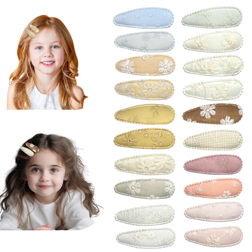 20 Stück rutschfeste Haarspangen mit Blumenmuster & Metall-Druckknopf für Babys/Kinder