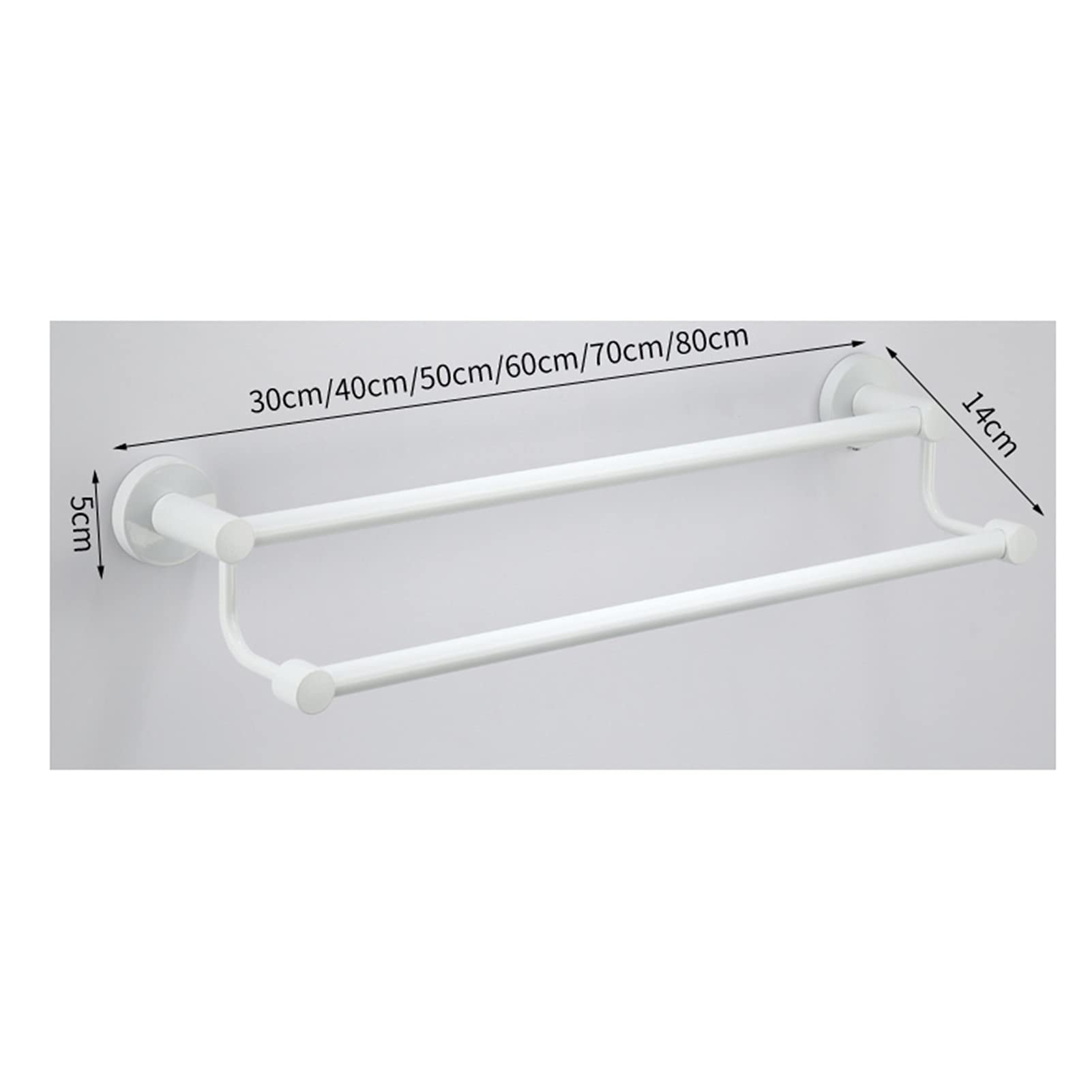 Stal nierdzewna Podwójna Ręcznik Ręcznika Ręcznik Prętówka Naczyniowa Run Rack Uchwyt do łazienki Sprzęt lub kuchnia - 30 cm / 40 cm / 50 cm / 60cm / 70 cm / 80 cm, biały (Size : 50cm)