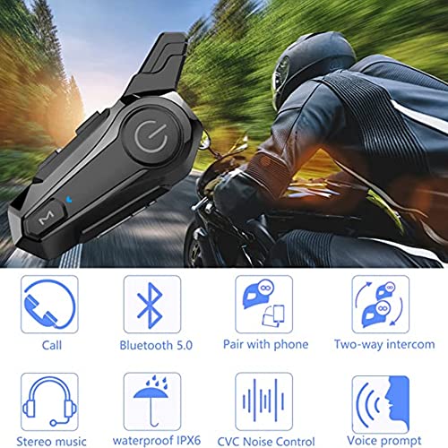 Intercomunicador 1000m para viajes en moto con auriculares Bluetooth de medio casco CVC 2