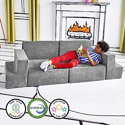 Yourigami Kids and Toddler Play Gym, Playroom Couch Set, Durable Modular Design, Mountain Gray by YOURIGAMI - Image 6