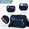 NEWIROVE Umhängetasche Damen Mittelgroß Nylon Wasserdicht Crossbody Bag Leichte Schultertasche Damen Handtaschen Mit Vielen Fächern Sportlich Umhängetasche Für Einkaufen, Reisen, Schule,Marineblau #1