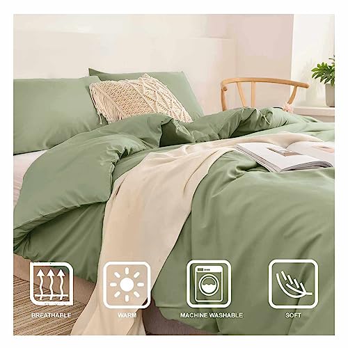 Nanko Cal King Size Comforter Set Sage Green All Season Soft Reversible Down Alternative Quilted Duvet Insert Microfiber Filling Luxury Quality Bedding Sets In A Bag Women Men 104X98 California King #TOP2