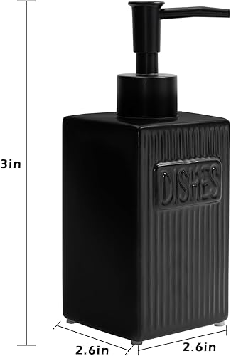 Miniatura 10 de Dispensador de jabón con bandeja, paquete de 2 dispensadores de jabón de cerámica para platos y manos con embudo, almohadillas de silicona