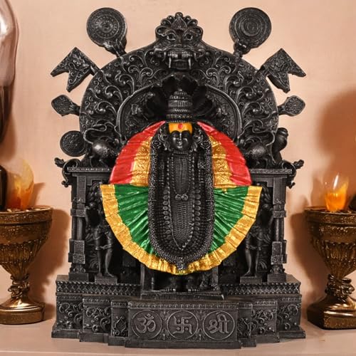 Image of KariGhar Resin Kolhapur Mahalaxmi Figurine Statue Idol Perfect for Car Dashboard, Home, House Warming, Festival Gift for Diwali Multicolor 4 Inch