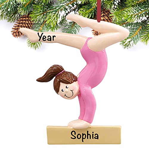 Personalized Gymnast Ornament 2022 – Polyresin Girls Gymnastics Ornament – Gymnast Girl On Beam Brown Décor – Gymnastics Christmas Ornaments – Gymnastics Gifts For Girls, Gymnastics Coach Gifts #TOP1