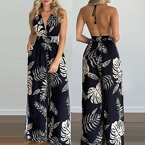 Generic Jumpsuits for Women Summer Hawaiian Backless V Neck Split Wide Leg Pants Rompers Loose Flowy Casual Vacation Jumpsuit2
