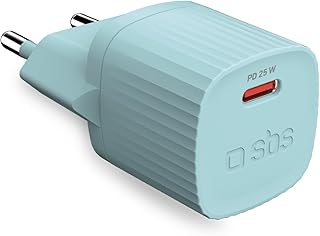 SBS GRS Recycled Charger, USB-C Port, 25 Watts, EU Plug, Eco-Friendly, Ideal for Android Smartphones, iPhone, Tablets, Hea…