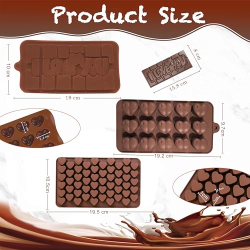 Image of MoldBerry Silicone Chocolate Mould Combo of 3 | Valentine Special Chocolate Bar Mold + 15 Cavity Heart + 55 Mini Heart Shape Tray | for DIY Chocolate, Candy & Jelly Making