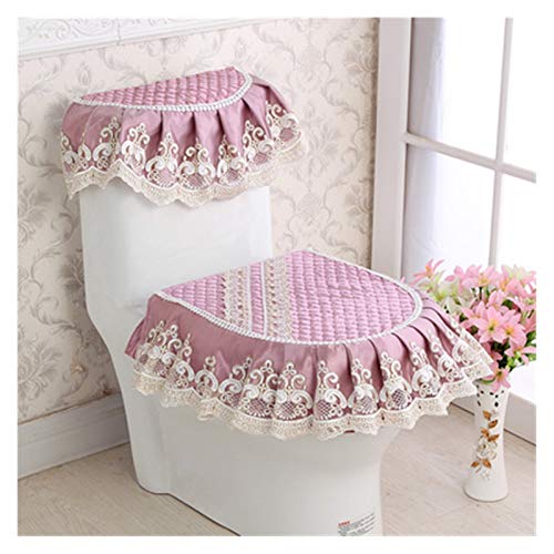 Toile Sitzauflagen Spitze Sitztoilette U-förmige Badezimmer 3 Stücke Set Toilette Sitzbezug CloseTool Waschbar Kissen WC-Sitz Badezimmer Zubehör Spitze Stoff Mit Reißverschluss Gold VE (Color : A) – Bild 5
