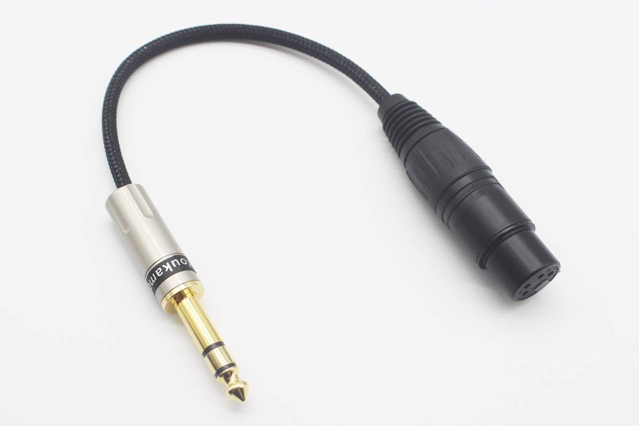 Youkamoo 1/4" TRS 6.35mm to 4 Pin XLR Balanced Adapter Cable, 2.5mm Male to 4-Pin XLR Female Adapter for Headphones, Amplifiers, DAC