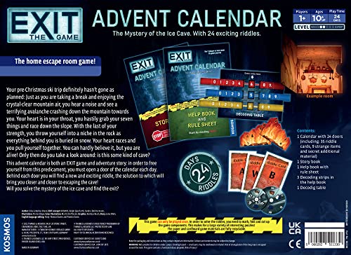 Exit: Advent Calendar - The Mystery Of The Ice Cave | Exit: The Game - A Kosmos Game | Family-Friendly, Card-Based At-Home Escape Room Experience In A Calendar| 24 Riddles Over 24 Days | Ages 10+ #TOP1