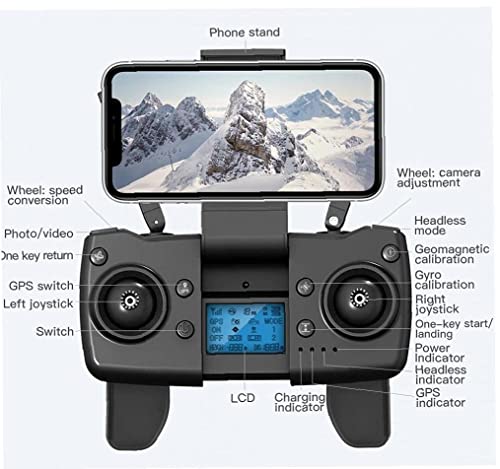 HJRBM Camcorder Objektive Mini Drone Faltbarer Quadcopter 4K HD Kamera GPS RC Drohne mit 2 Akkus Orange (Grau) – Bild 3