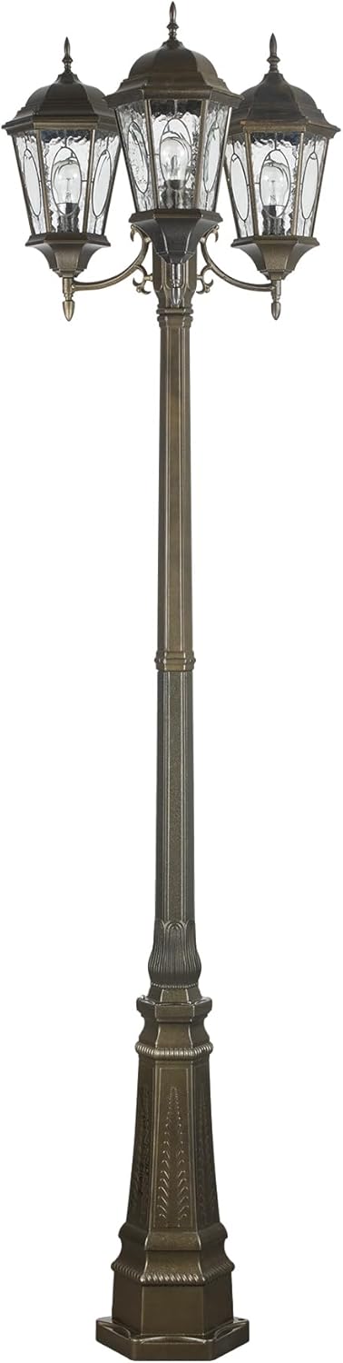 Trans Globe Lighting 4719 BRZ Villa Nueva Collection 96 Inch Three Light Outdoor Lamp Post Set I Bronze Finish I Traditional Style Light Fixture I