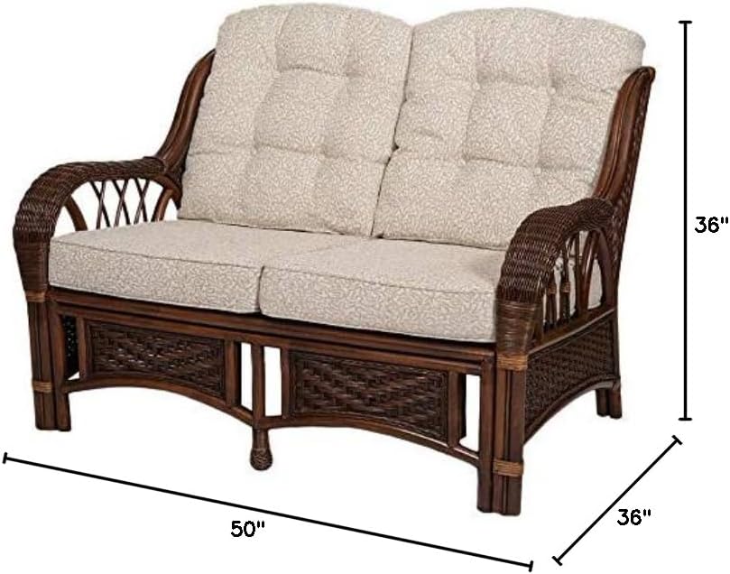 Rattan Wicker Natural ECO Handmade Design Alexa Living Sofa Dark Walnut Color