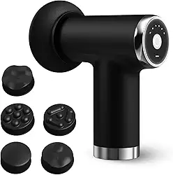 Massageador Portátil Profissional, 6 Níveis de Intensidade, 5 Cabeçotes Intercambiáveis, Bateria Recarregável USB, Motor Silencioso, Alívio Muscular e Relaxamento Corporal