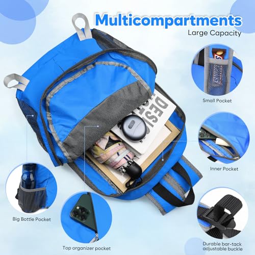 Mochila Ultraligera Plegable 15L Resistente al Agua Azul miniatura 3