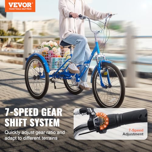 Image of VEVOR Folding Adult Tricycle,Adult Folding Trikes, 3 Wheel Cruiser Bike with Large Basket & Adjustable Seat, Shopping Picnic Foldable Tricycles for Women, Men, Seniors