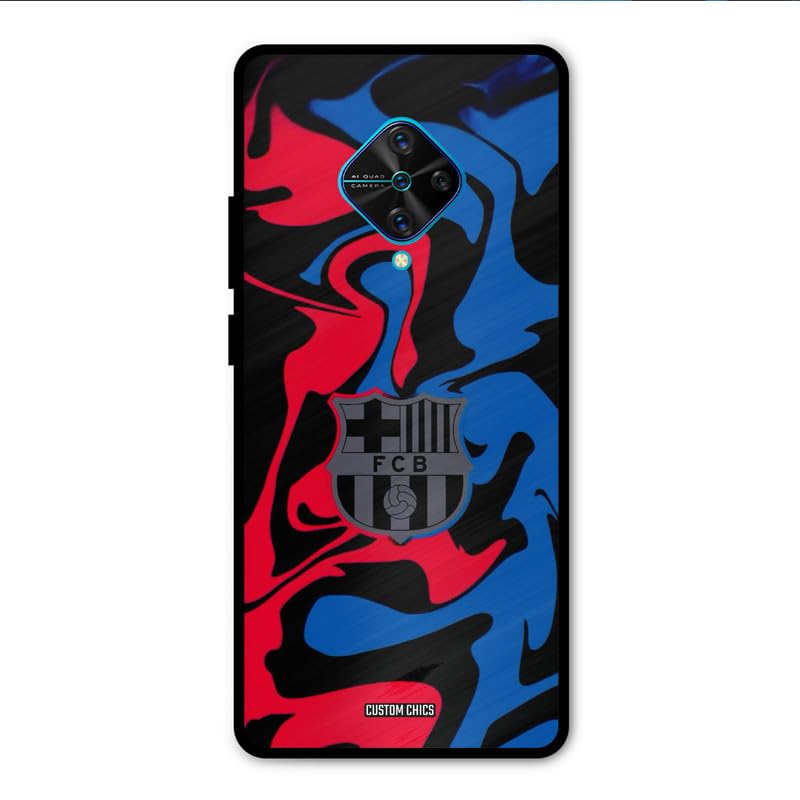 Image of PrintShield FC Barcelona Comic Back Cover for Vivo S1 Pro, Shockproof Printed Phone Case with Soft TPU Sides & Anti-Slip Grip