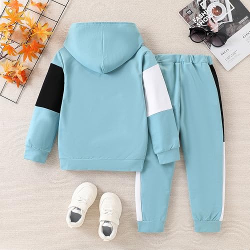 Image of Boys Sweatsuit Long Sleeve Color Block Hoodie Sweatshirt and Jogger Pants 2PC Sets Fall Clothes (Sizes: 4-8)
