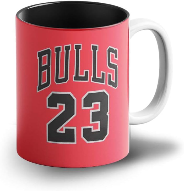 Prink Chicago Bulls Inside Black Coffee Mug with Print | Basketball Coffee Mugs | Bulls 23 Basketball Printed Coffee Mugs | Basketball Mug for Friends, Kids, Fans | 330ml, Microwave & Dishwasher Safe
