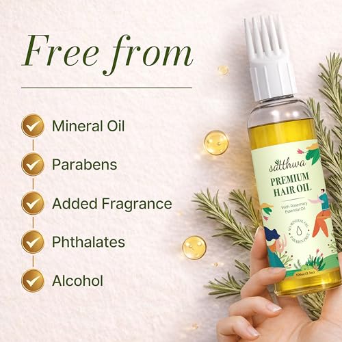 Image of Satthwa Premium Rosemary Hair Oil | Botanical Oil | Lightweight, Non-Greasy | for Daily Hair Care Rituals | 100 mlx2 | 3.3ozx2
