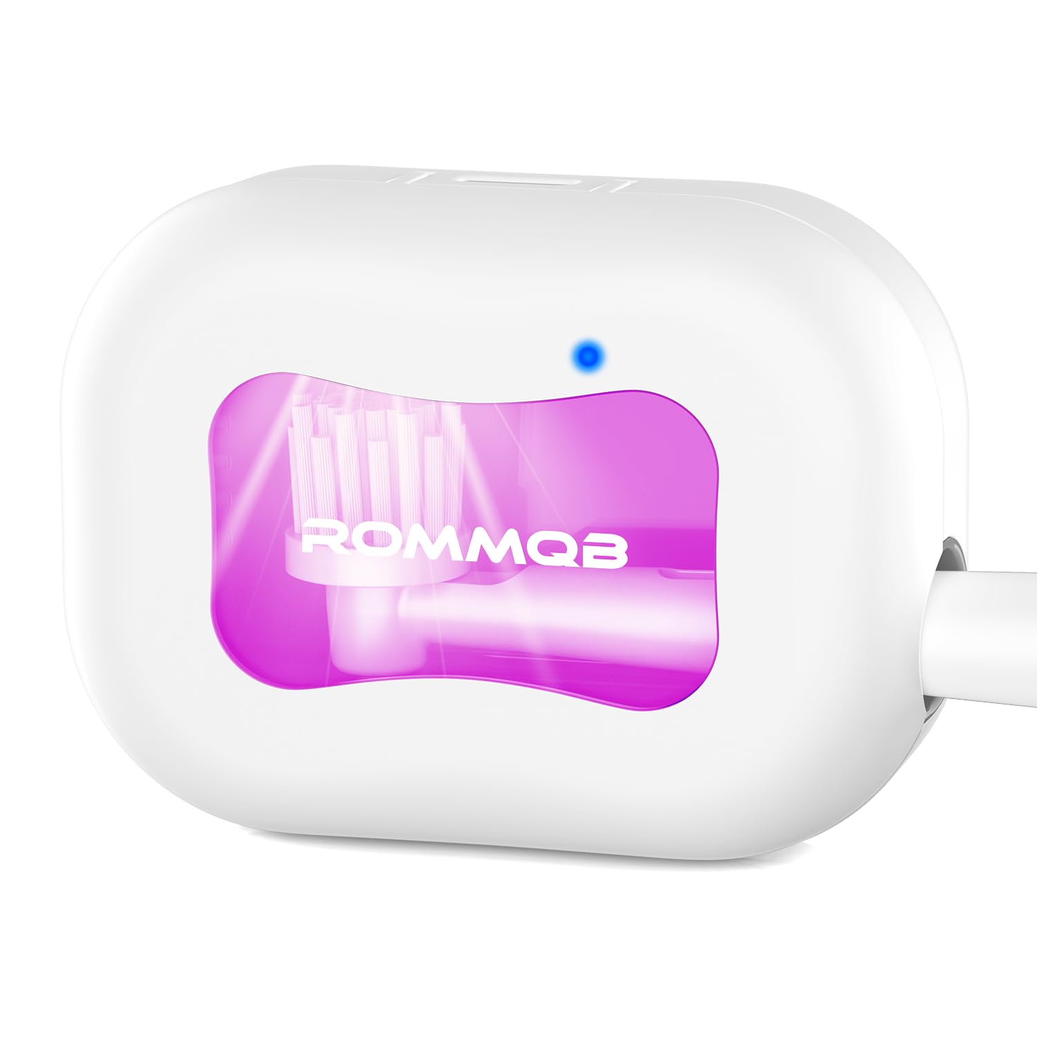 UV-C Brosse a Dent Désinfectant, ROMMQB Electric Toothbrush Sanitizer Cover with UV - Rechargeable Mini UV Stérilisateur Brosse à Dents - Auto Travel Etui Brosse a Dent for All Toothbrushes (Blanc)