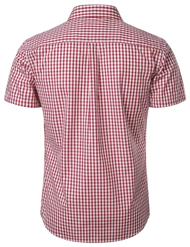 LucMatton Men's Gingham Short Sleeve Button Down Shirt Cotton Regular Fit Plaid Dress Shirts with Pocket3